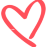 Pink doodle heart outline on white background